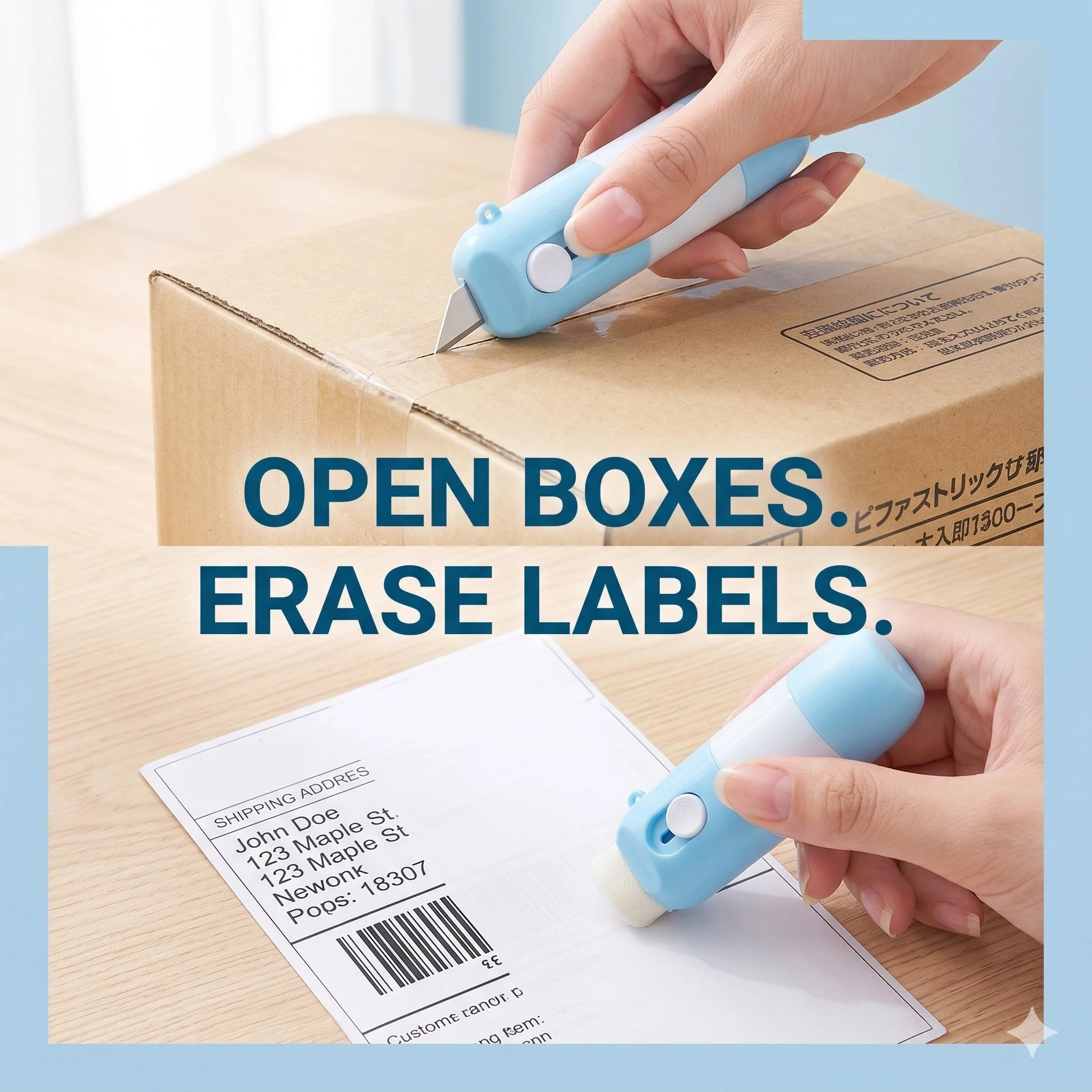 2-in-1 Box Cutter & Thermal Paper Eraser - Image 2