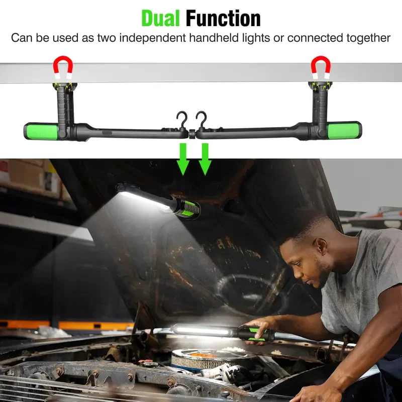 🎁Ideal Father's Day Gift🔧 2-in-1 Connectable Magnetic LED Work Light | 2400LM Rechargeable Mechanic Flashlight - Image 3