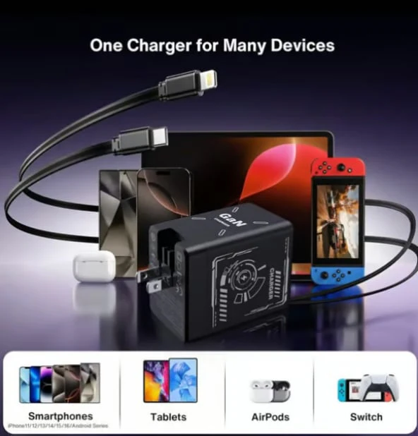 2-in-1 GaN Tiktrove 3.0 Charger with Retractable Cables - Image 5