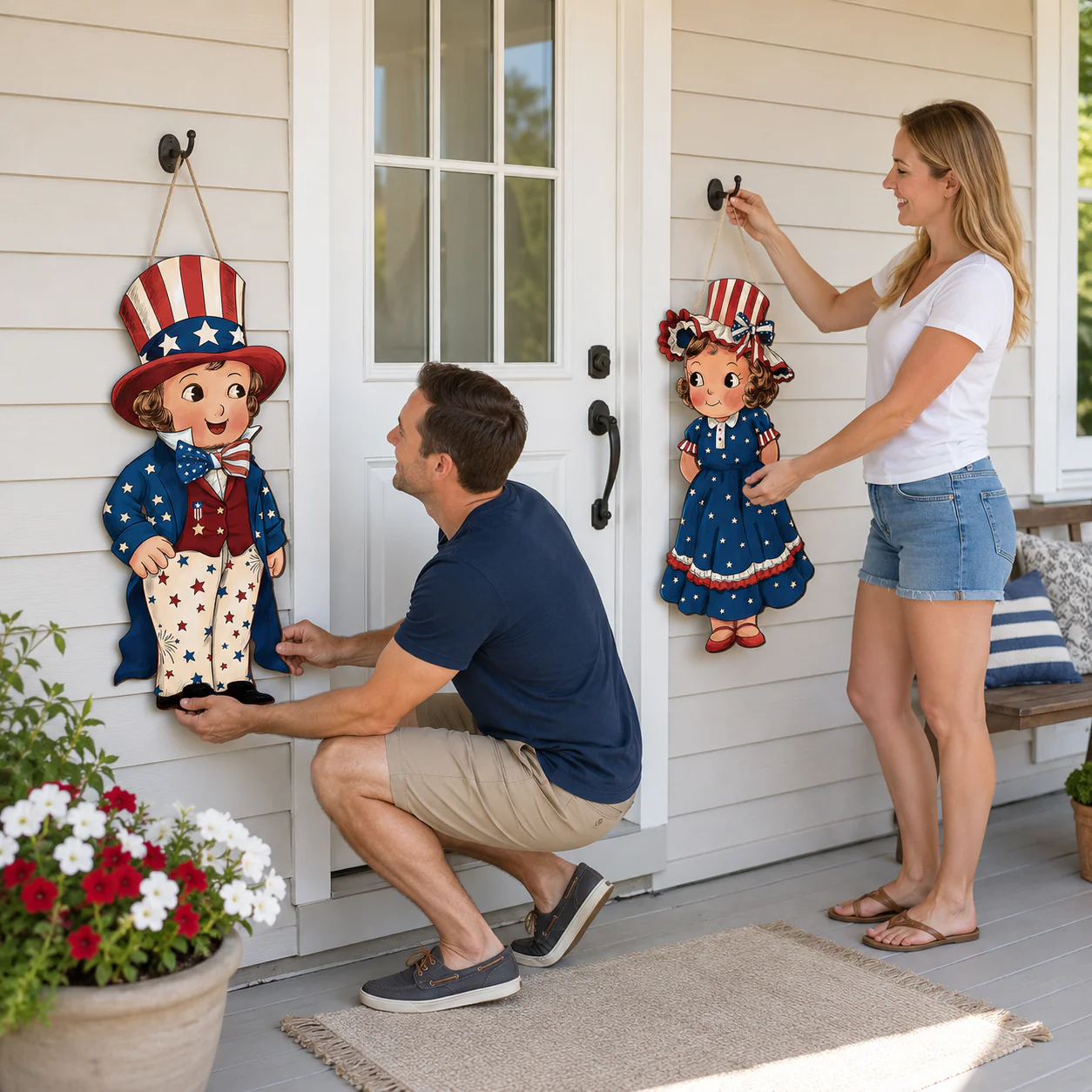 2-Piece Patriotic Wooden Hanging Door Signs - Image 10