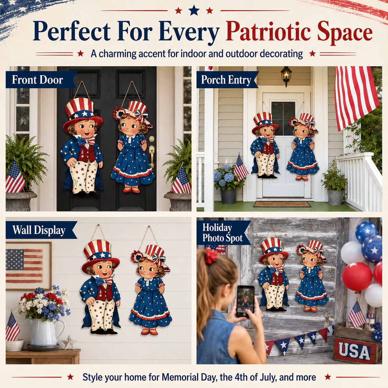 2-Piece Patriotic Wooden Hanging Door Signs - Image 11