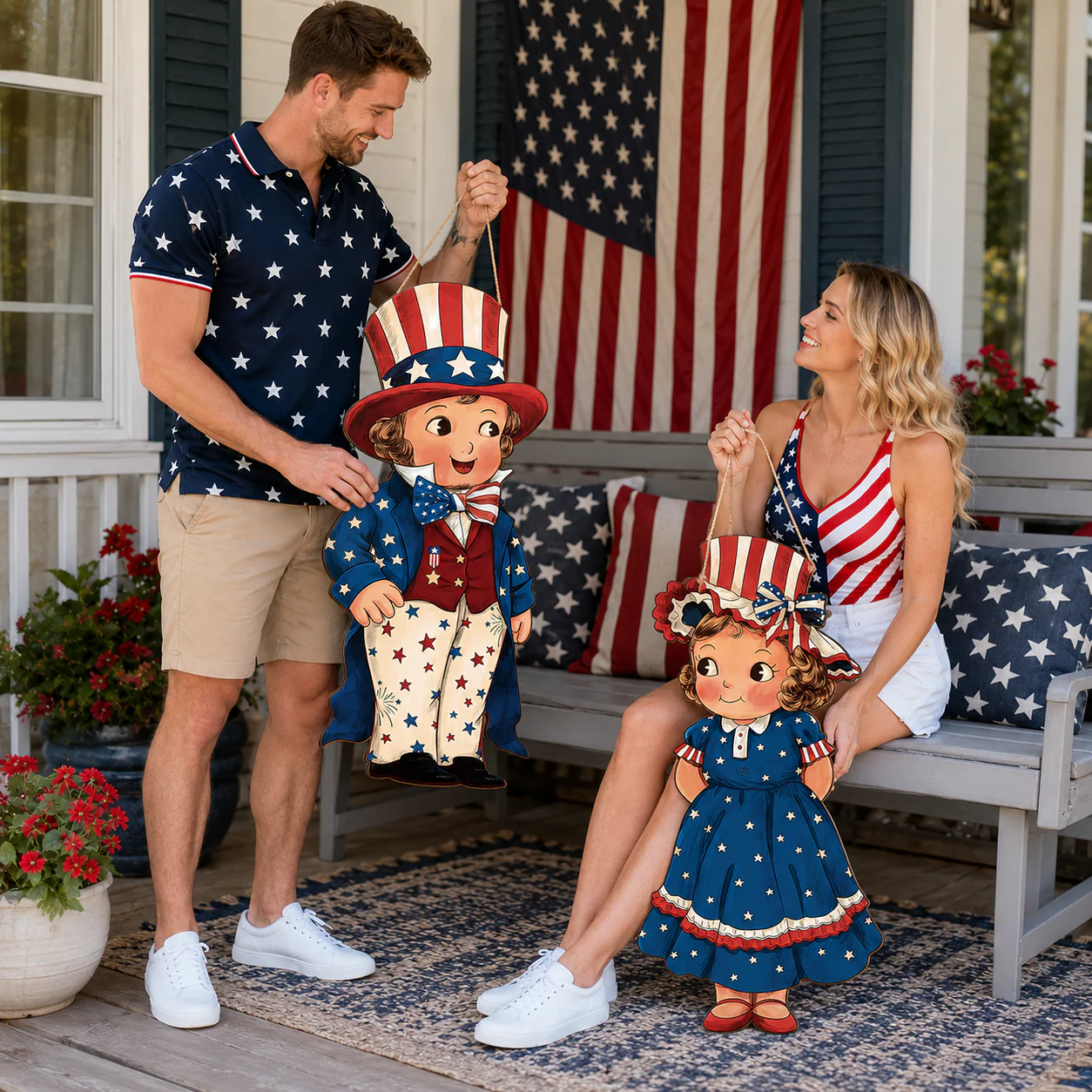 2-Piece Patriotic Wooden Hanging Door Signs - Image 12