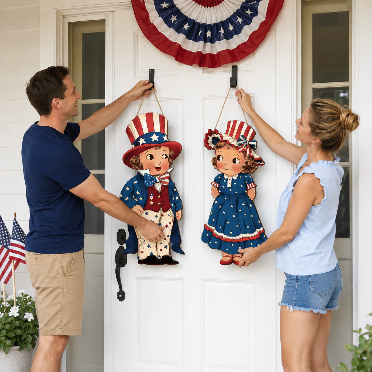 2-Piece Patriotic Wooden Hanging Door Signs - Image 13