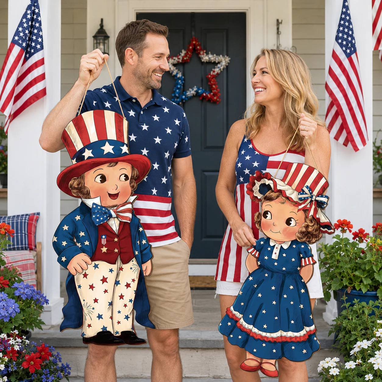 2-Piece Patriotic Wooden Hanging Door Signs - Image 14
