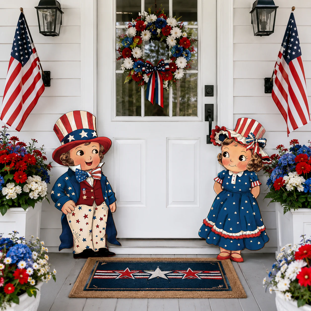 2-Piece Patriotic Wooden Hanging Door Signs - Image 2