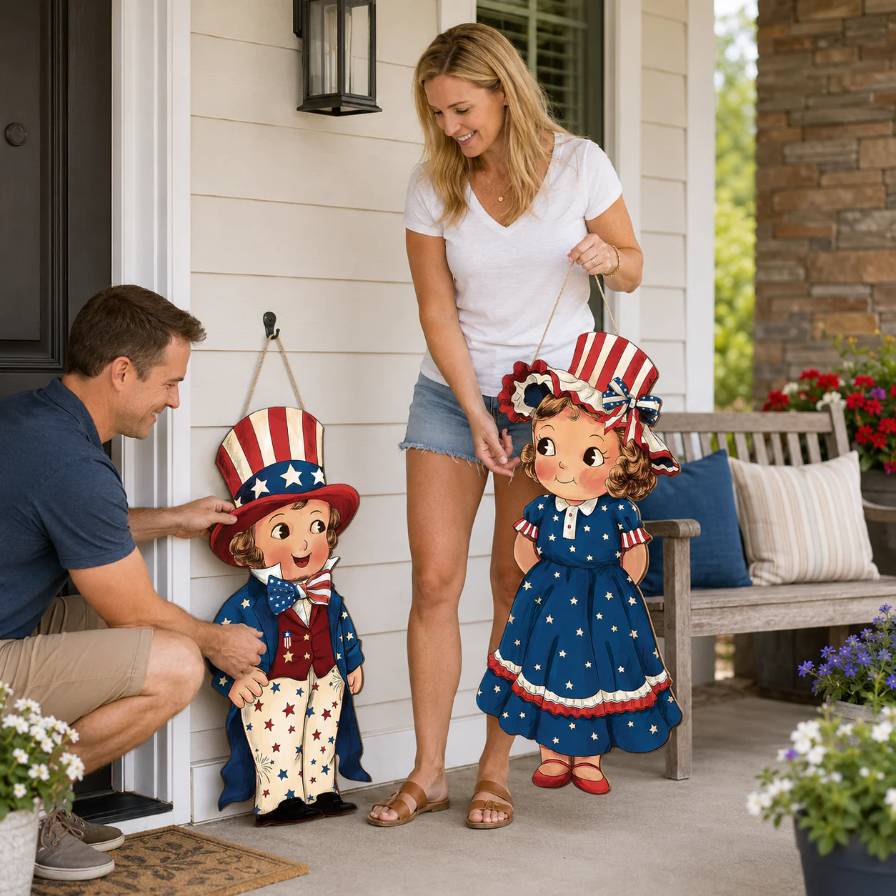 2-Piece Patriotic Wooden Hanging Door Signs - Image 8