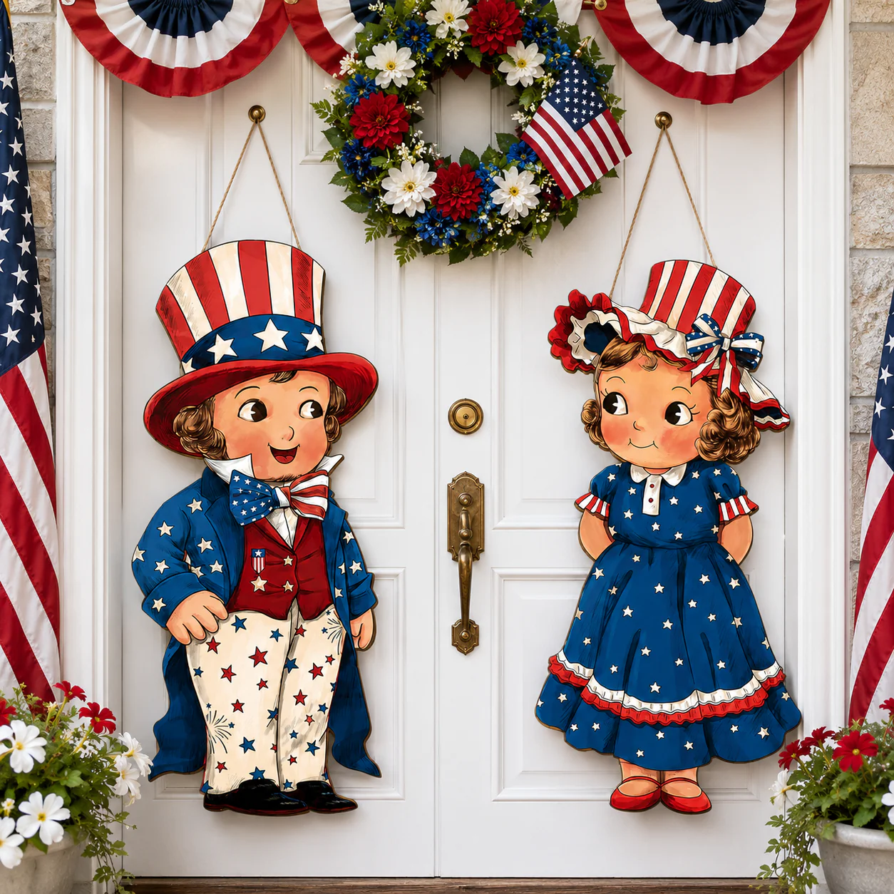 2-Piece Patriotic Wooden Hanging Door Signs - Image 9