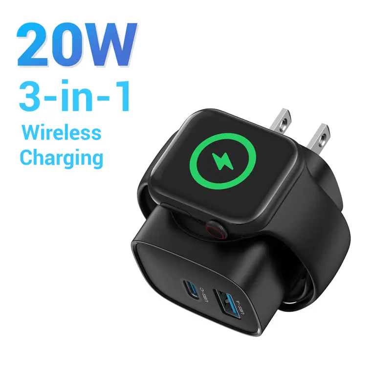 3-in-1 Magnetic Wireless Cordless PD USB-C Wall Charger Block - Image 2