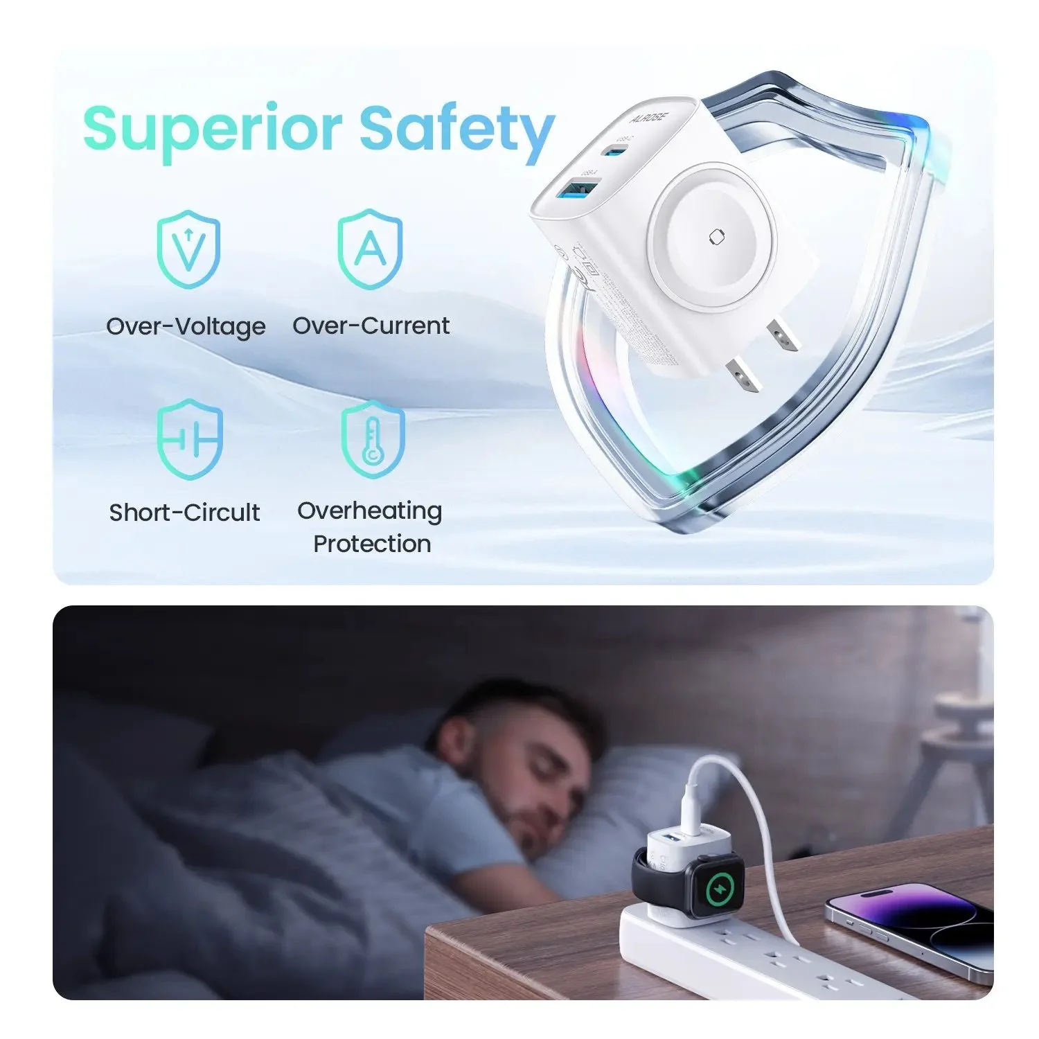 3-in-1 Magnetic Wireless Cordless PD USB-C Wall Charger Block - Image 4