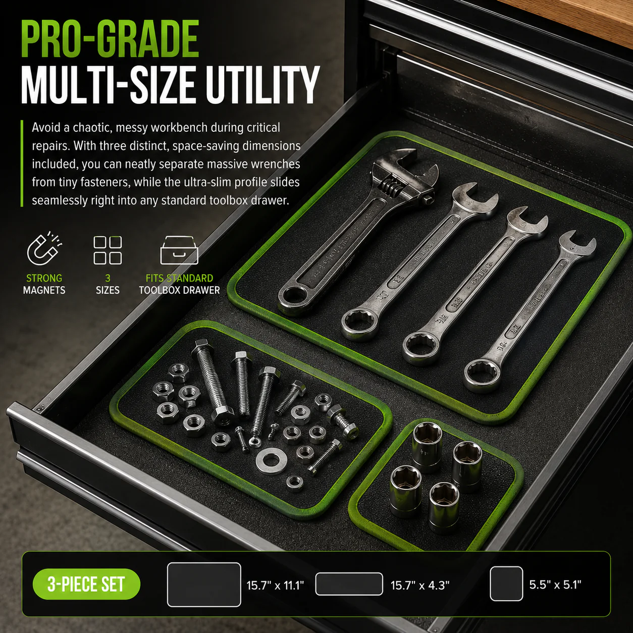 3-Piece Flexible Magnetic Tool Mat & Tray Holder 🛠️🧲 - Image 8