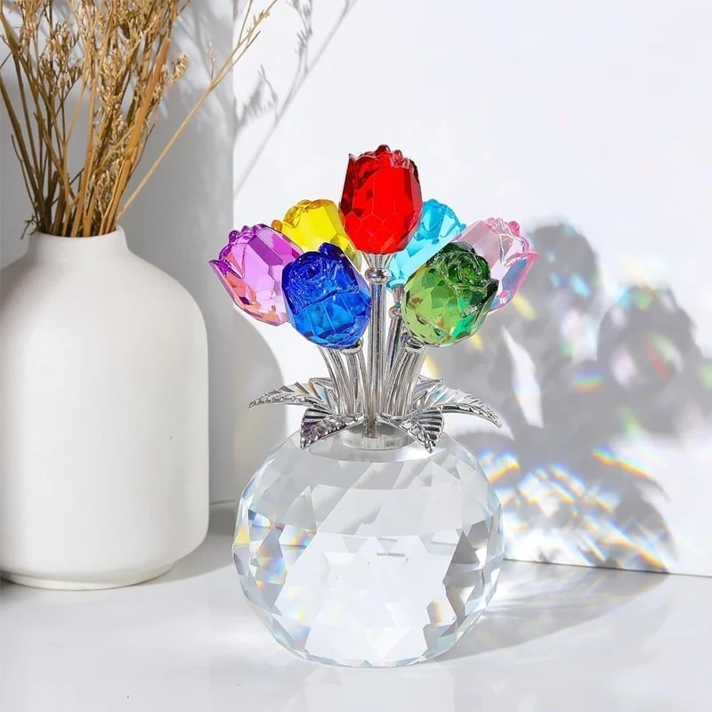 7-Color Crystal Rose Floral Keepsake