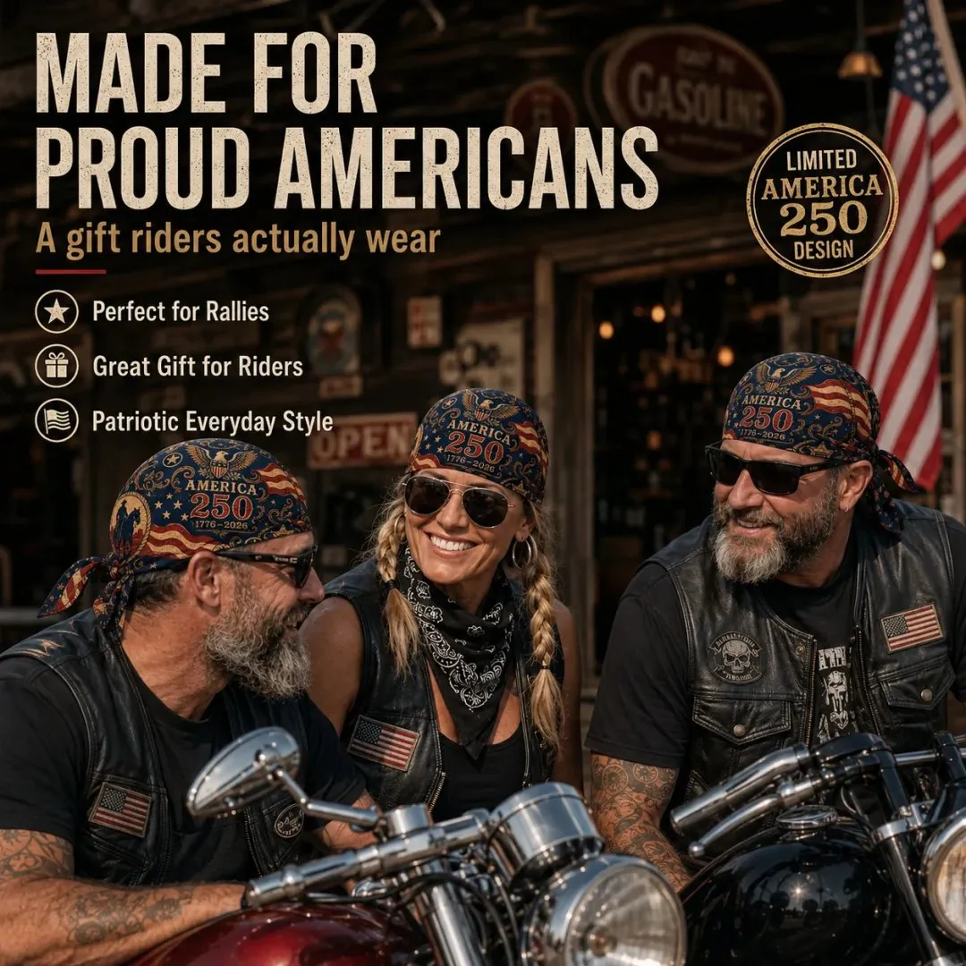 🔥LIMITED AMERICA 250 DESIGN — Cycling Pirate Hat / Biker Headwrap (Adjustable tie-back fit) - Image 2