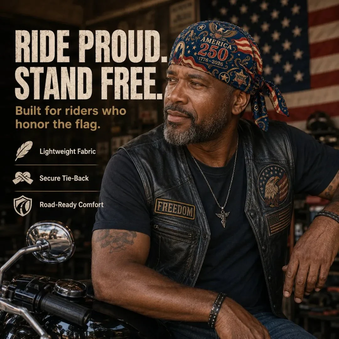 🔥LIMITED AMERICA 250 DESIGN — Cycling Pirate Hat / Biker Headwrap (Adjustable tie-back fit) - Image 5