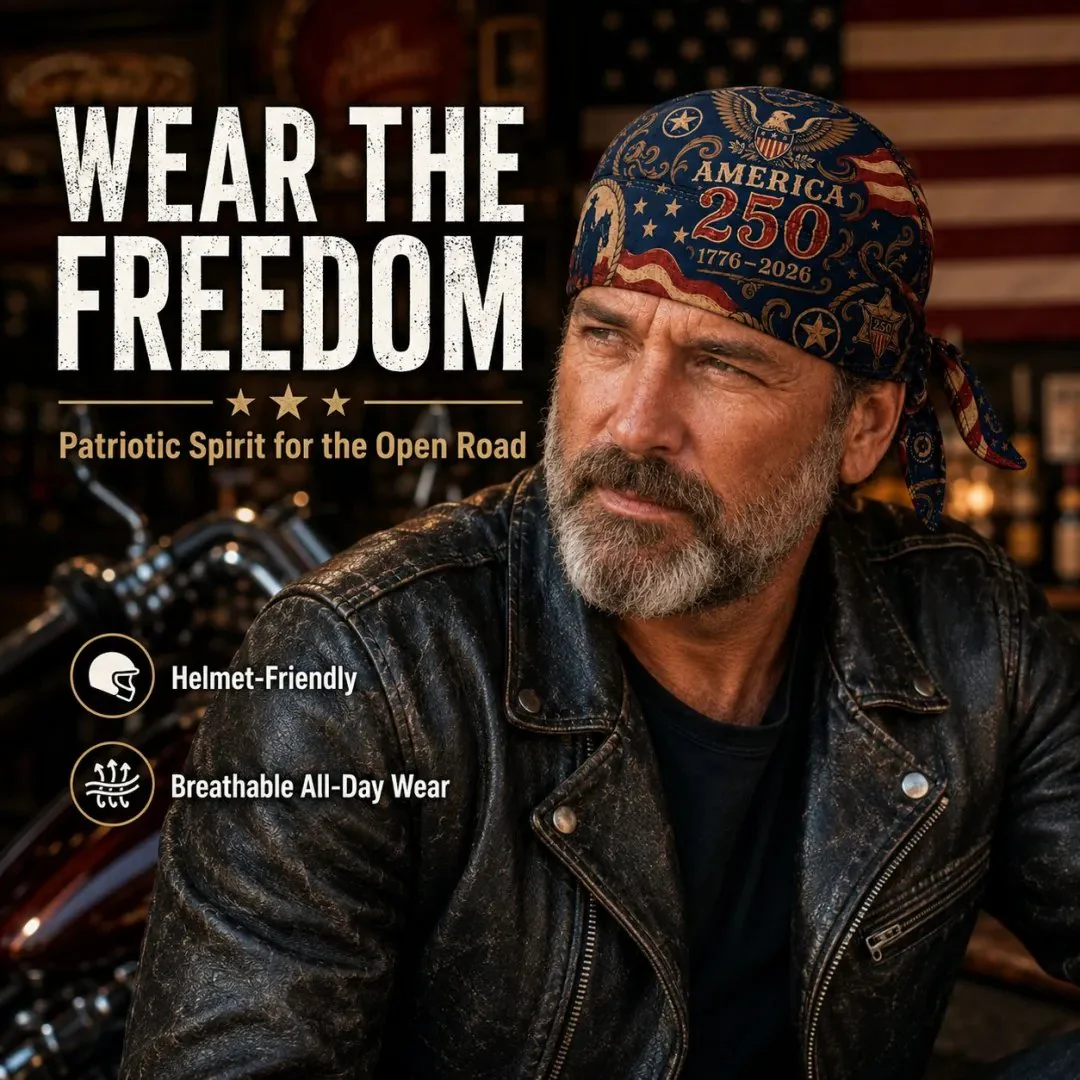 🔥LIMITED AMERICA 250 DESIGN — Cycling Pirate Hat / Biker Headwrap (Adjustable tie-back fit) - Image 6