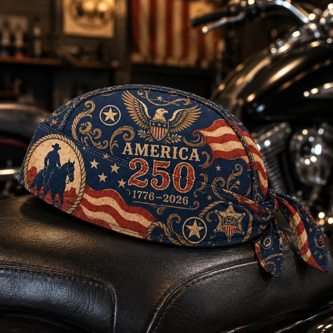 🔥LIMITED AMERICA 250 DESIGN — Cycling Pirate Hat / Biker Headwrap (Adjustable tie-back fit) - Image 7