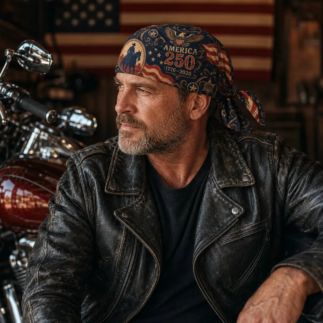 🔥LIMITED AMERICA 250 DESIGN — Cycling Pirate Hat / Biker Headwrap (Adjustable tie-back fit) - Image 9