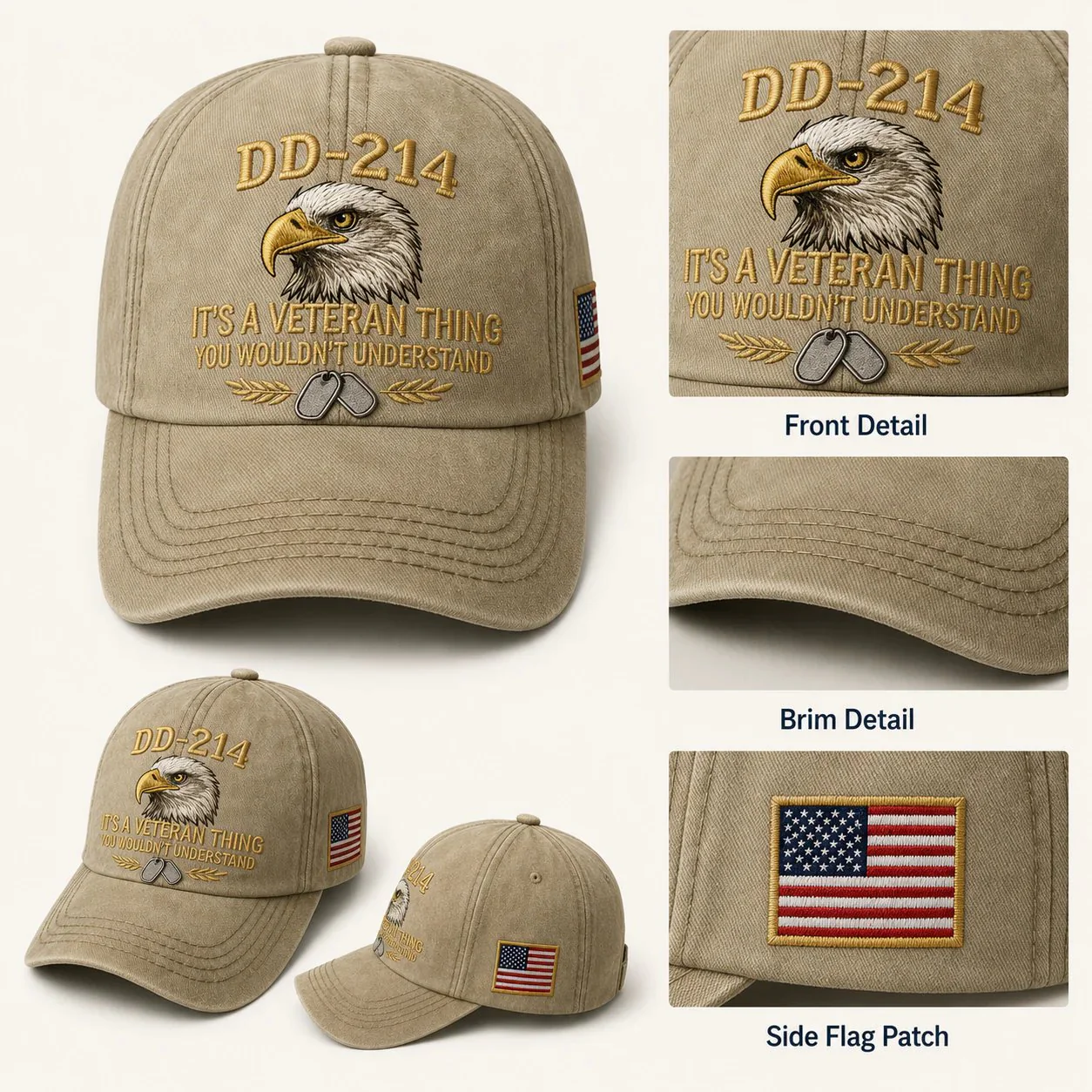 DD-214 Veteran 3D Embroidered Cap - "IT'S A VETERAN THING YOU WOULDN'T UNDERSTAND" 🎁 Free Honor Coin With Every Cap Purchase - Image 4