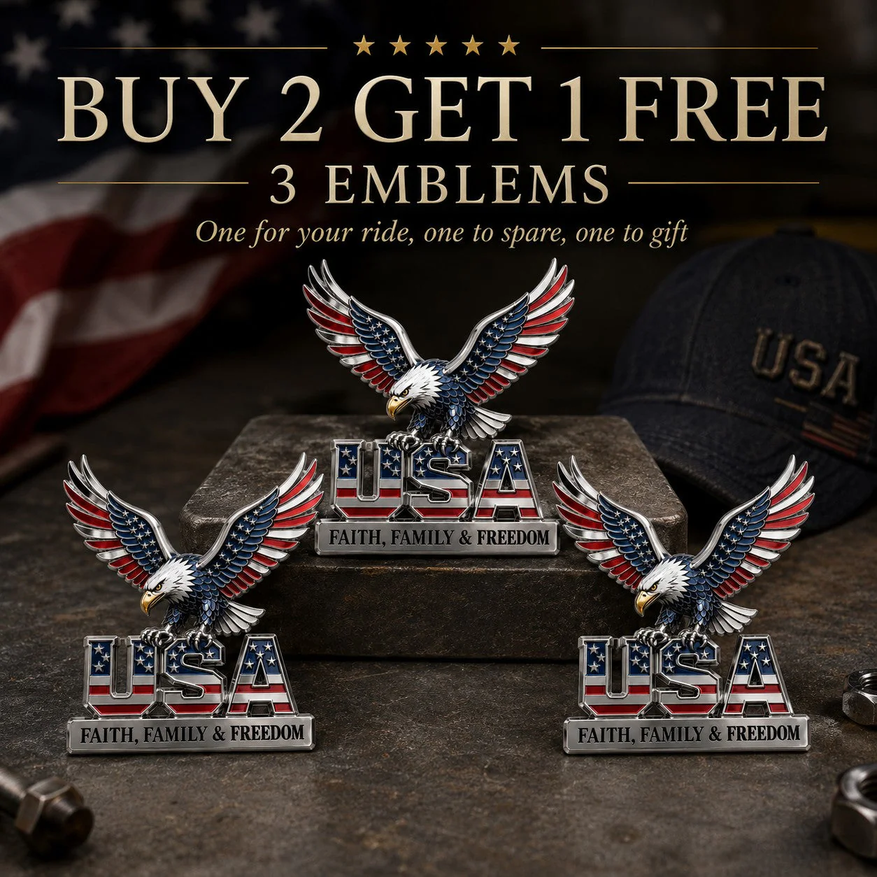 🇺🇸250th Anniversary 49% OFF - ★USA Faith, Family & Freedom★ Metal Emblem - Image 5