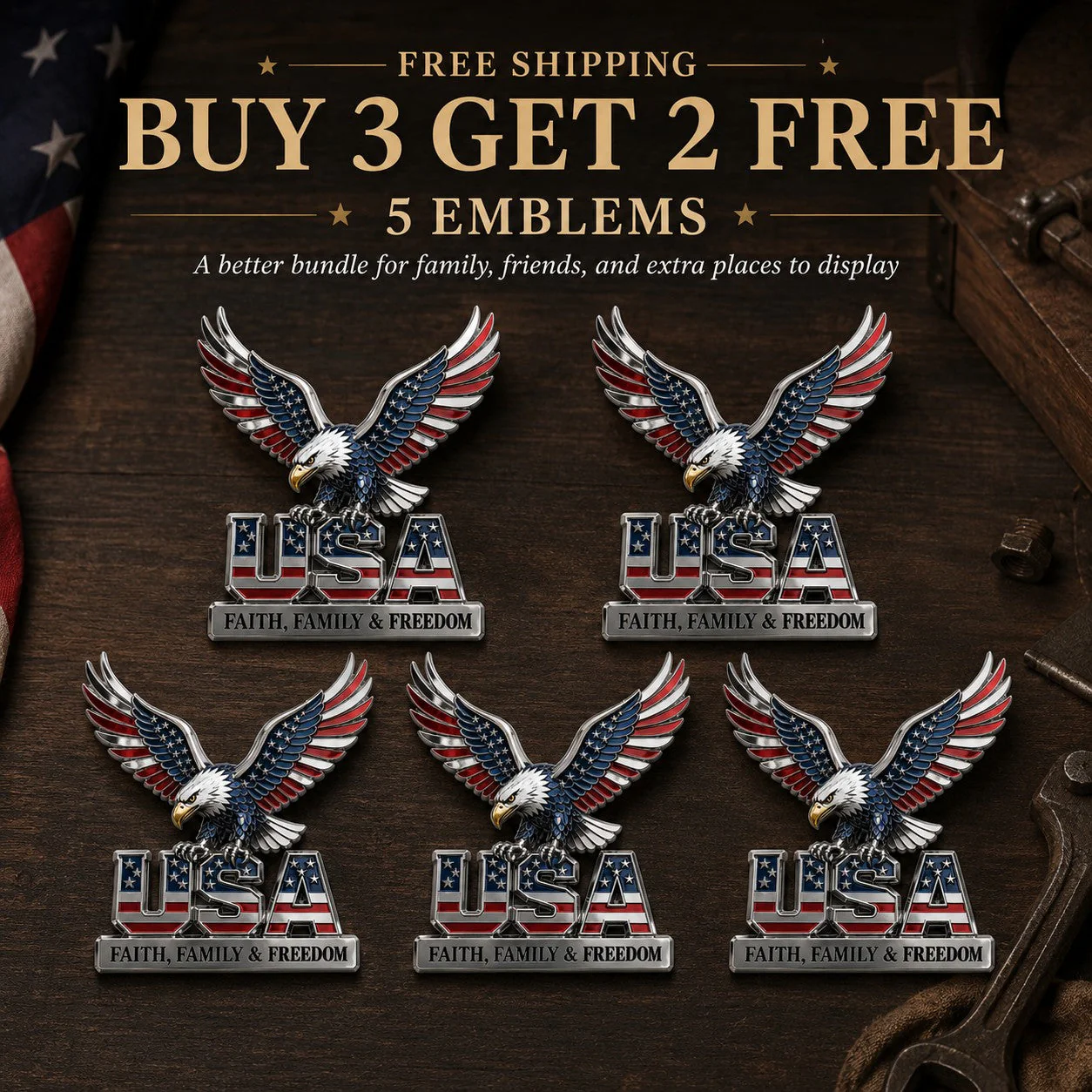 🇺🇸250th Anniversary 49% OFF - ★USA Faith, Family & Freedom★ Metal Emblem - Image 6