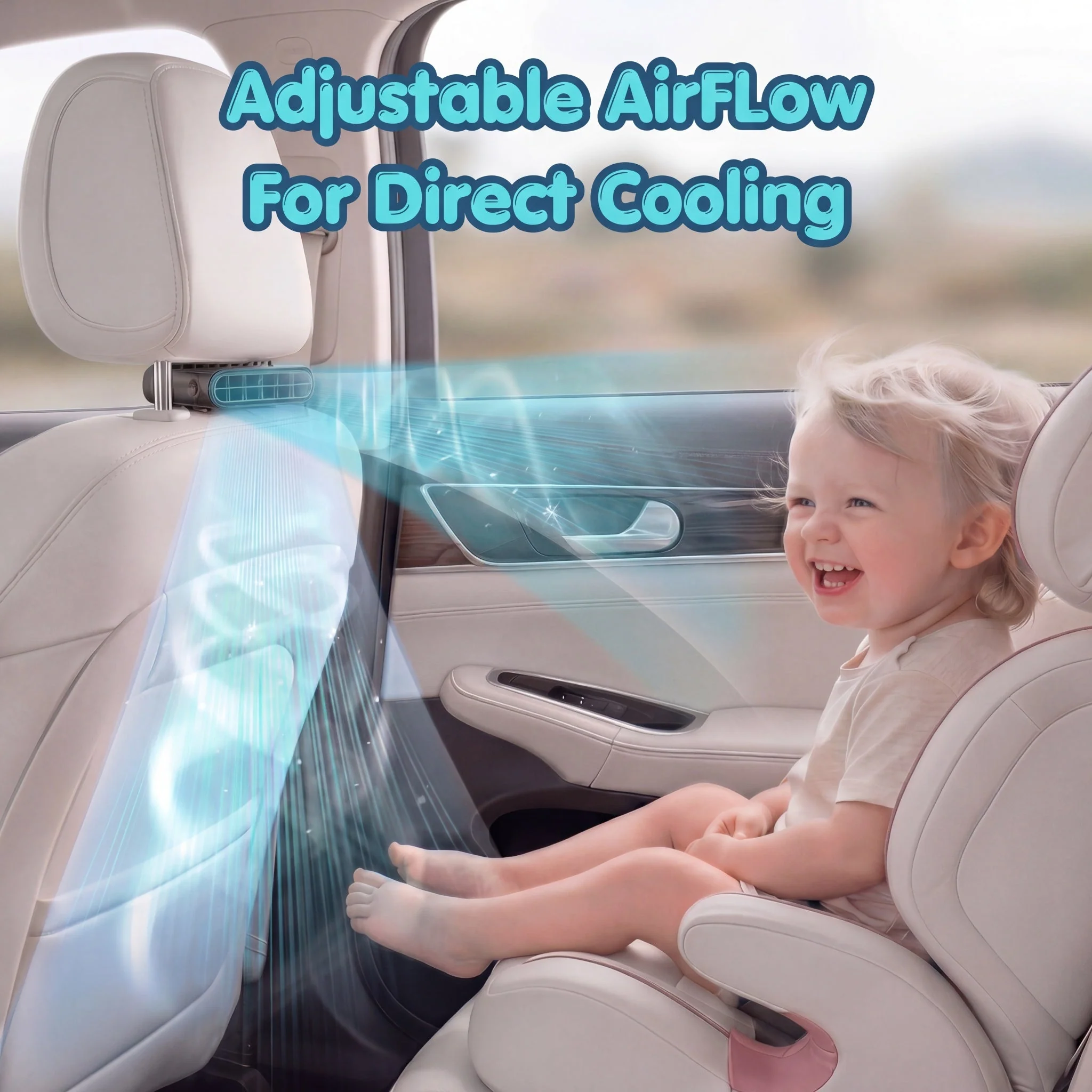 Car Headrest Velcro Cooling AC Fan - Image 2
