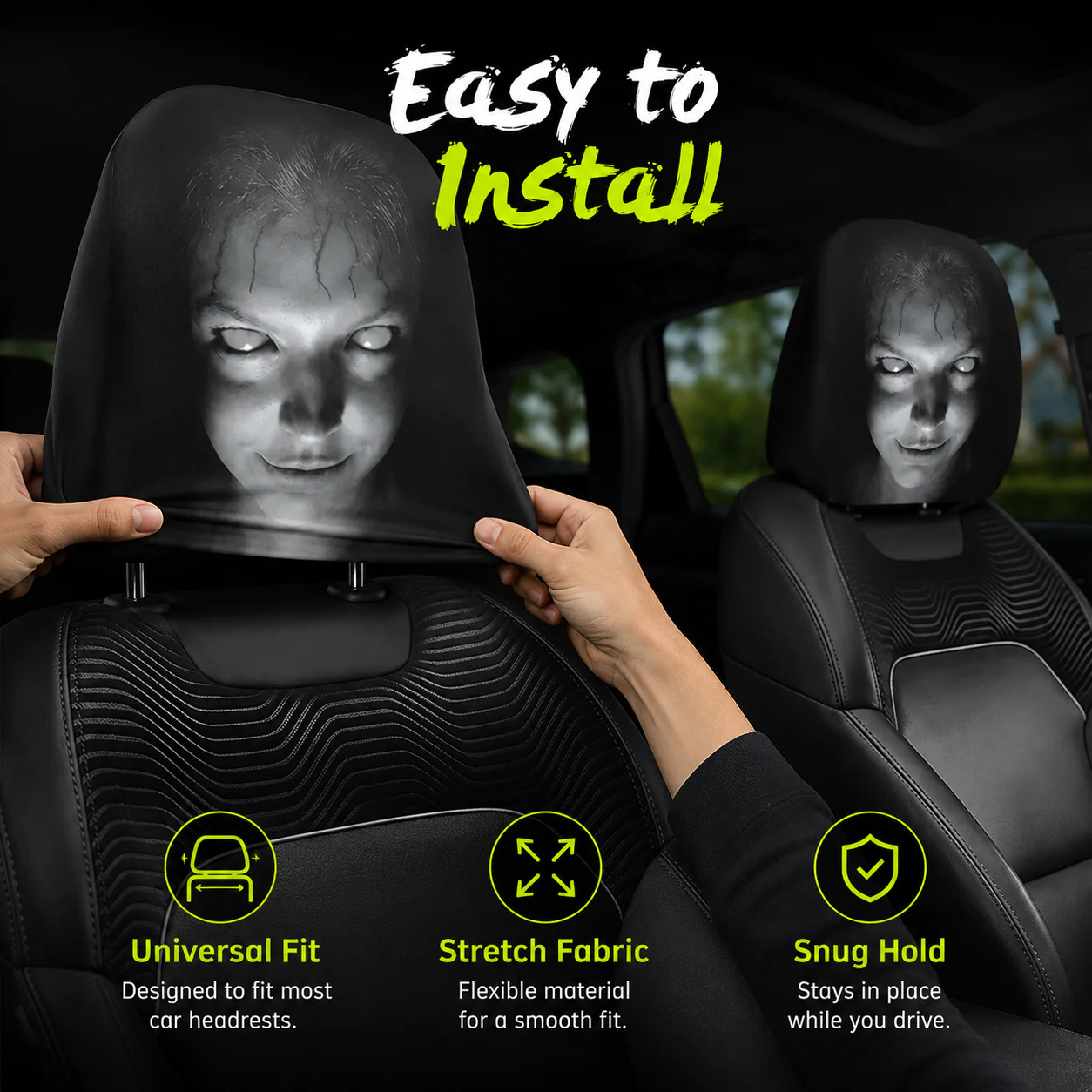 😆 Funny Cartoon Car Headrest Covers – 2PCS Universal Fit 🚗 - Image 5