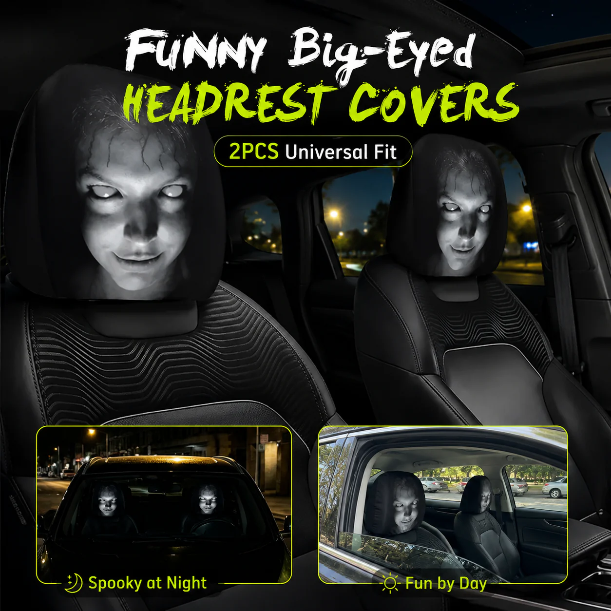 😆 Funny Cartoon Car Headrest Covers – 2PCS Universal Fit 🚗 - Image 6