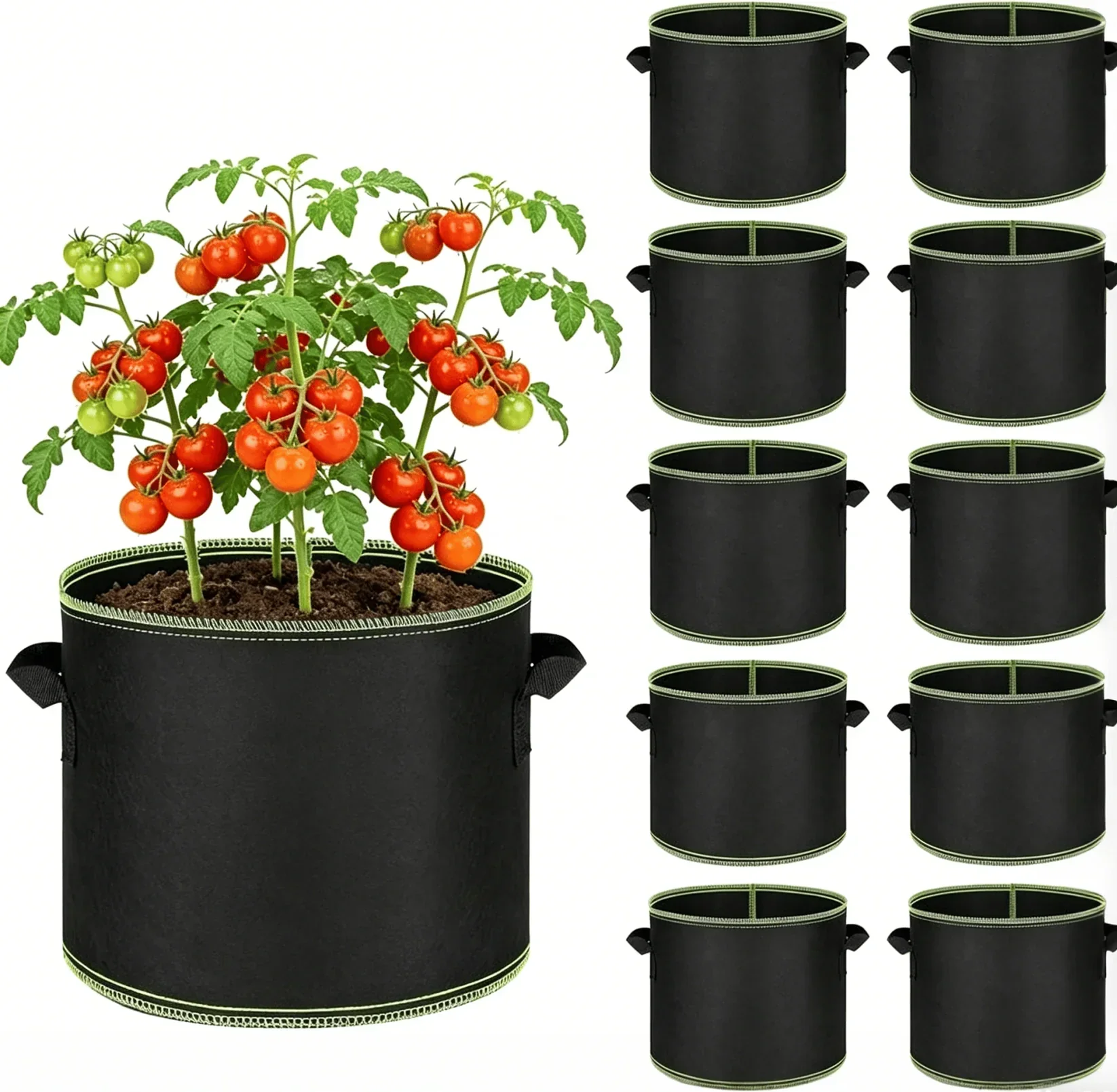 🌱 5-Pack 5 Gallon Grow Bags – Heavy Duty Aeration Fabric Pots with Handles for Vegetables, Flowers & Fruits 🪴 - Image 3
