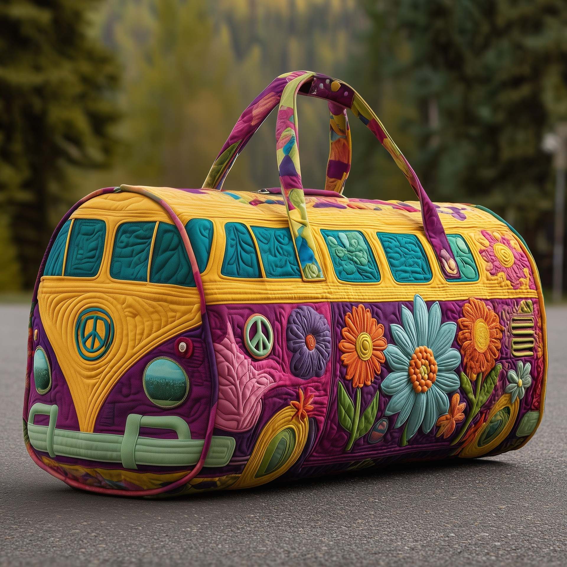 Hippie Van Quilted Duffle Bag