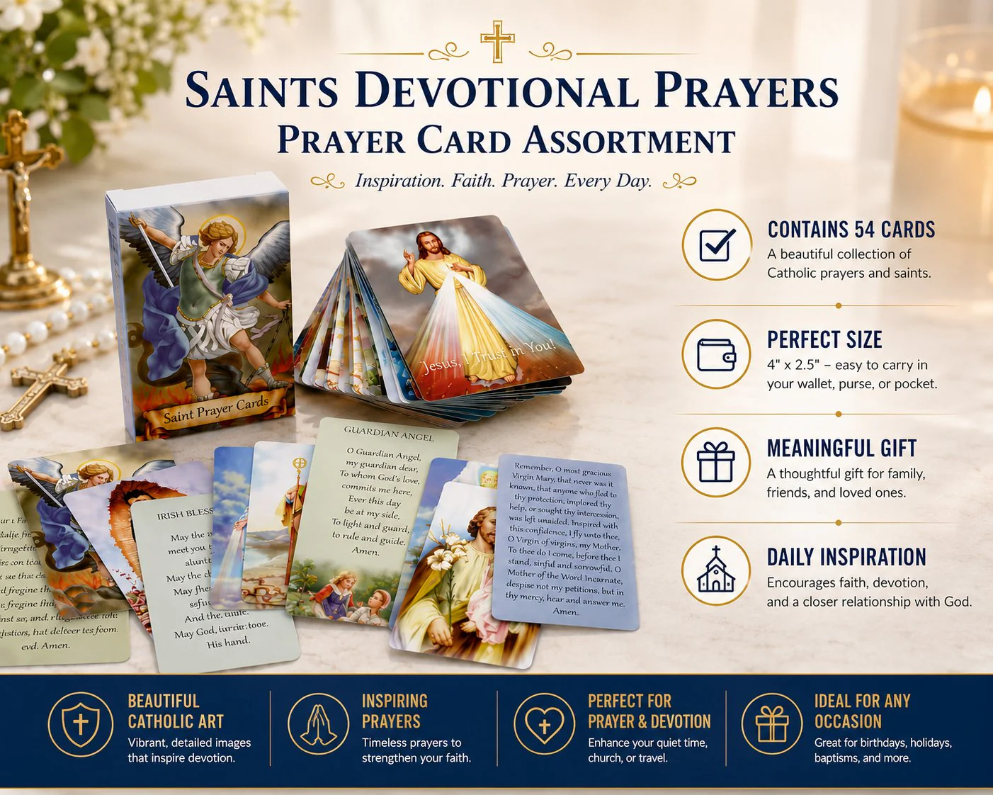 ✝️ Catholic Genuine Leather Holy Card Holder – Pocket Prayer Card Organizer with Snap Closure - Image 14