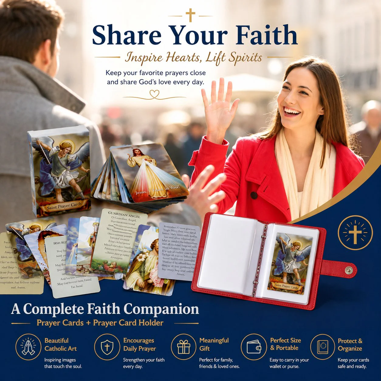 ✝️ Catholic Genuine Leather Holy Card Holder – Pocket Prayer Card Organizer with Snap Closure - Image 15