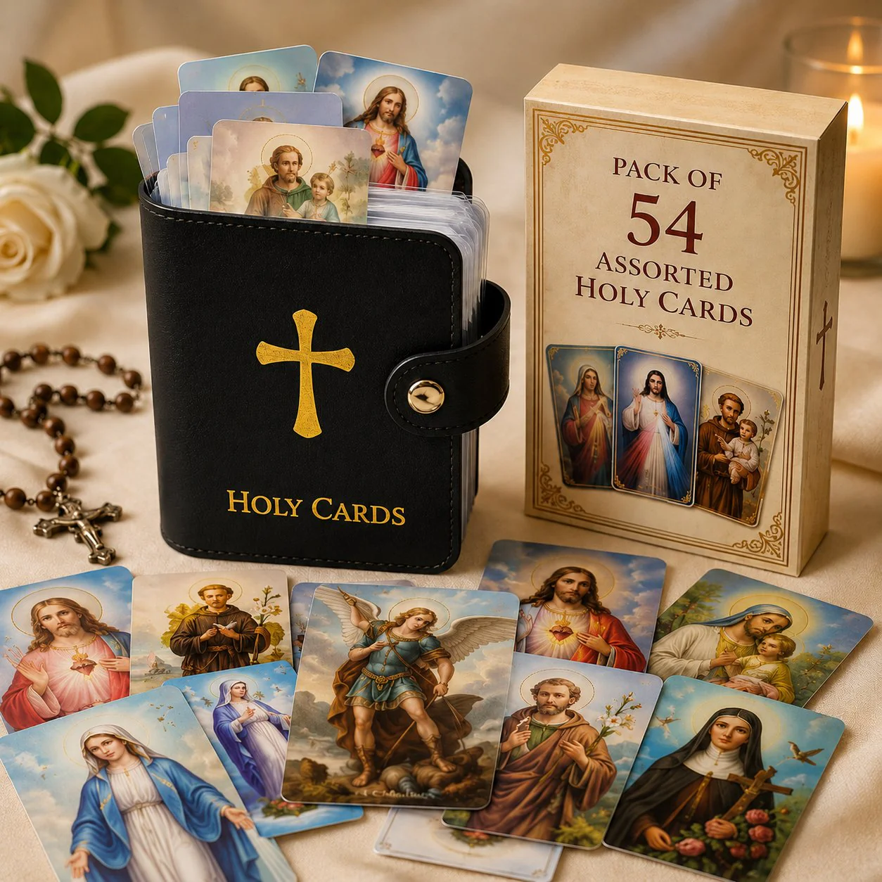 ✝️ Catholic Genuine Leather Holy Card Holder – Pocket Prayer Card Organizer with Snap Closure - Image 4