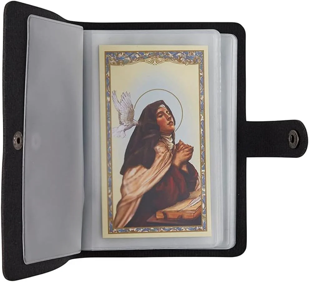 ✝️ Catholic Genuine Leather Holy Card Holder – Pocket Prayer Card Organizer with Snap Closure - Image 5