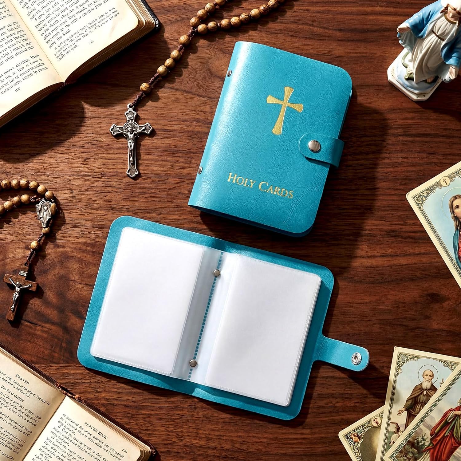 ✝️ Catholic Genuine Leather Holy Card Holder – Pocket Prayer Card Organizer with Snap Closure - Image 9