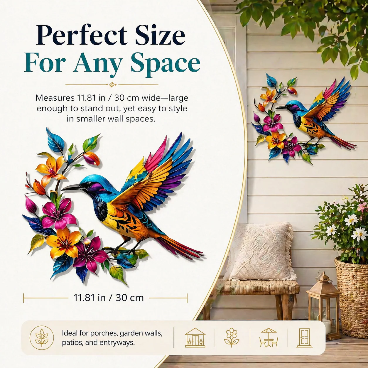 Hummingbird Bloom Metal Wall Art - Image 4