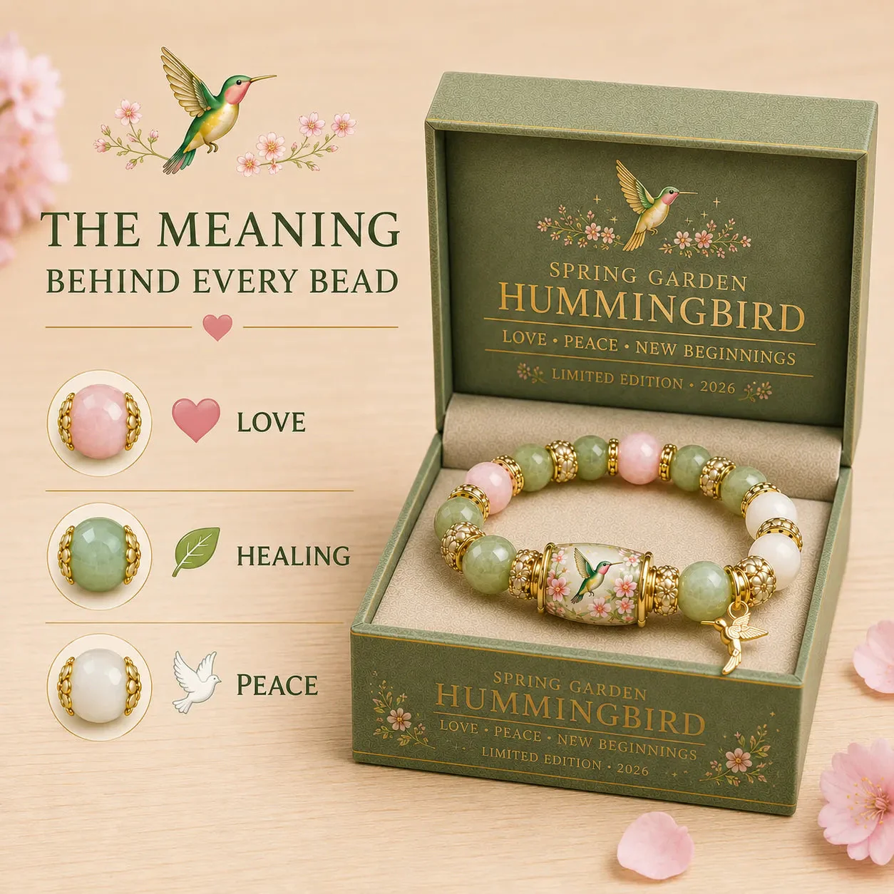🌿 Love, Peace & Spring Blessings 💖 | 2026 Limited Edition Bracelet - With Gift Box - 10 In Stock - Image 5