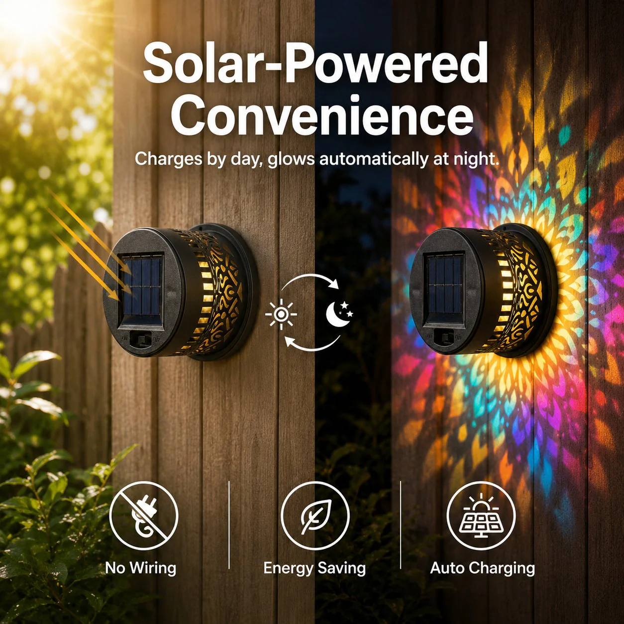 65K+ SOLD!✨Solar Mandala Wall Light | Outdoor Garden Fence Projector Lamp 🪐🌌 - Image 2