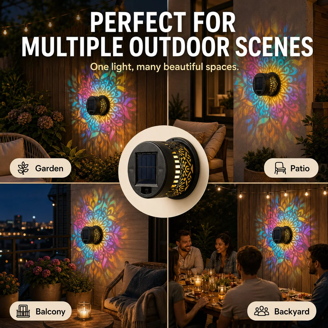65K+ SOLD!✨Solar Mandala Wall Light | Outdoor Garden Fence Projector Lamp 🪐🌌 - Image 5