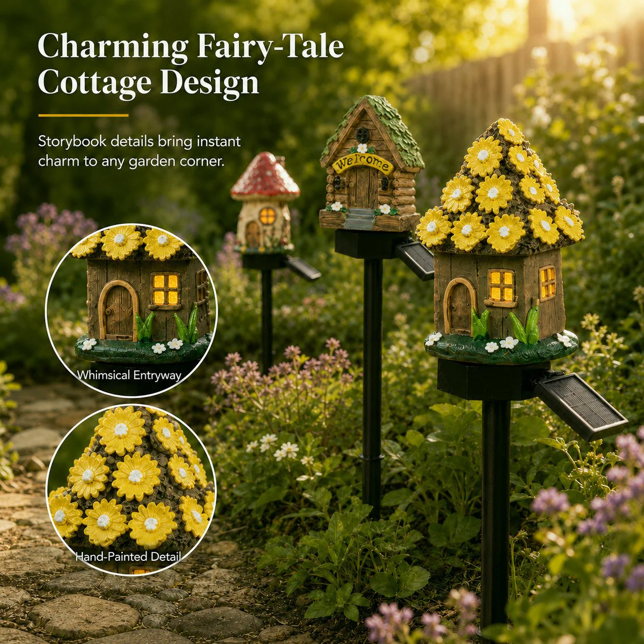 Solar Fairy-Tale Mushroom Cottage Garden Light - Image 2