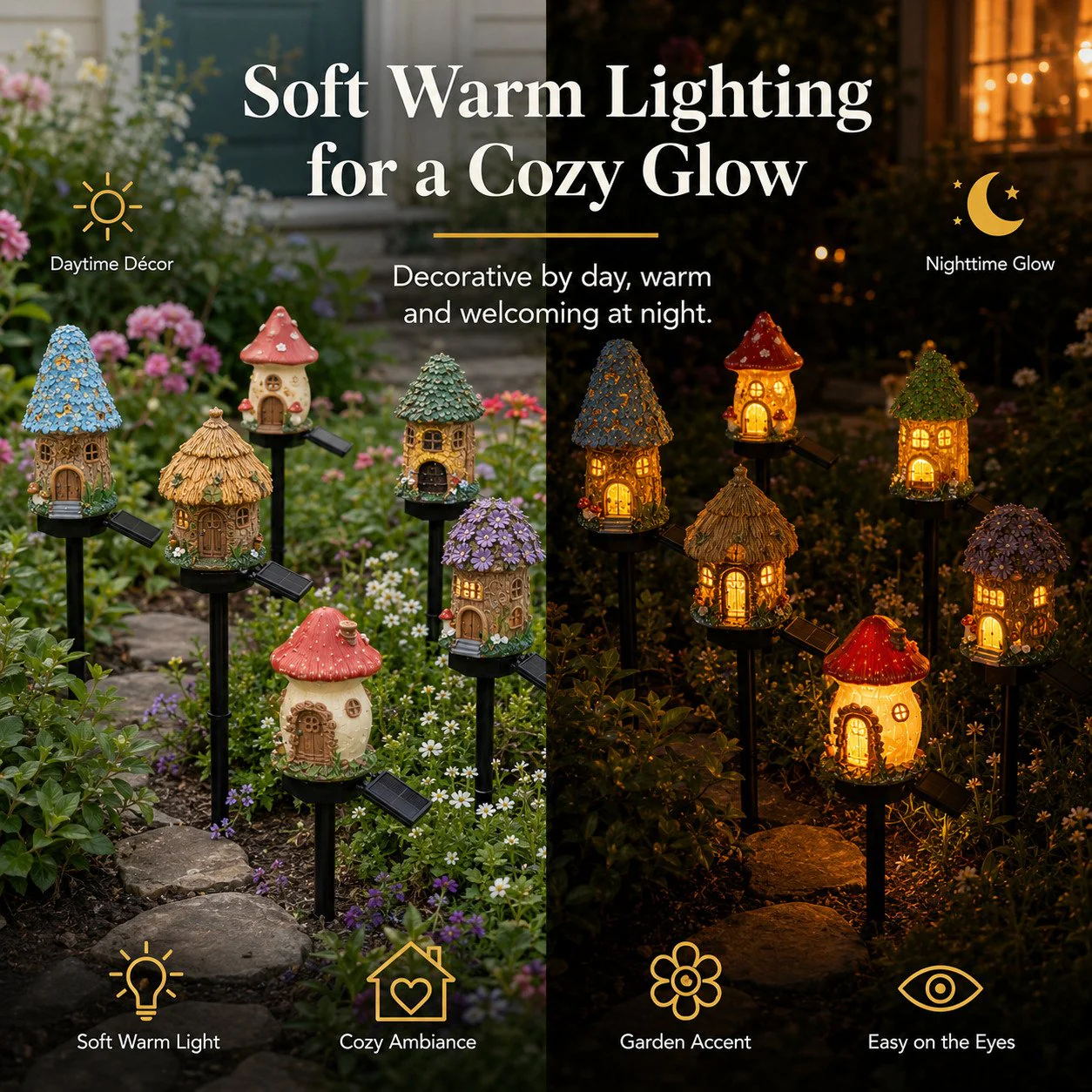 Solar Fairy-Tale Mushroom Cottage Garden Light - Image 3