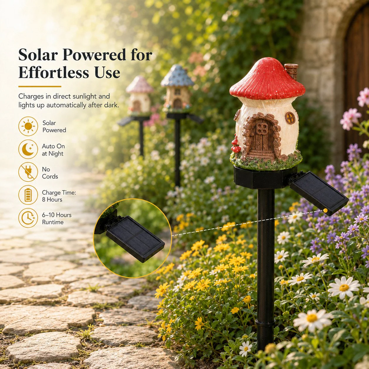 Solar Fairy-Tale Mushroom Cottage Garden Light - Image 4