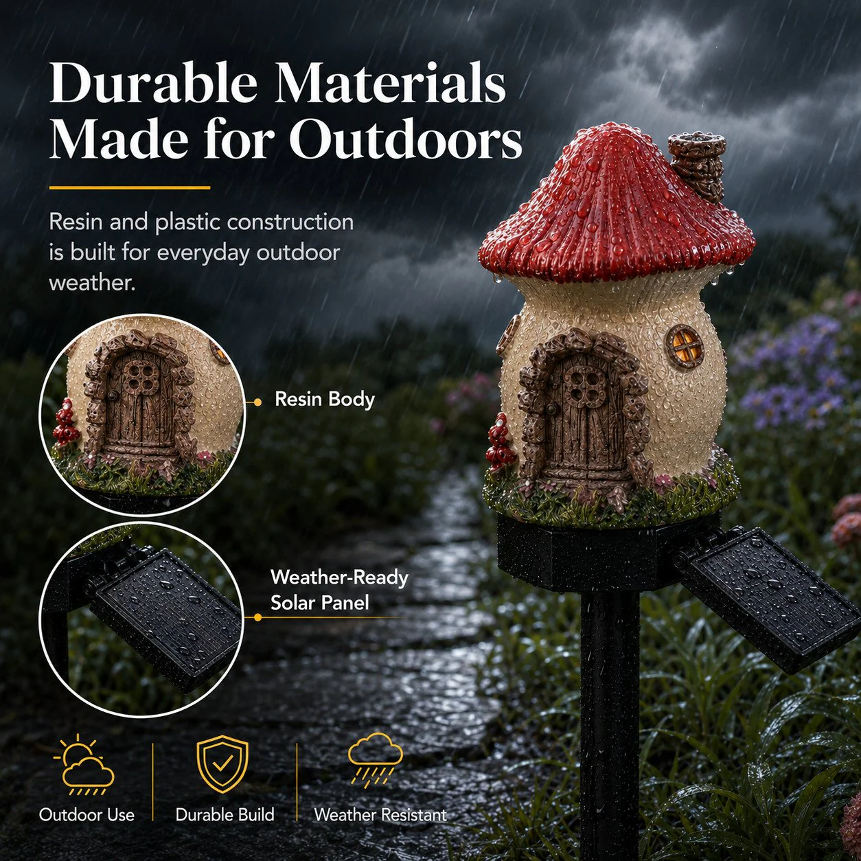 Solar Fairy-Tale Mushroom Cottage Garden Light - Image 5