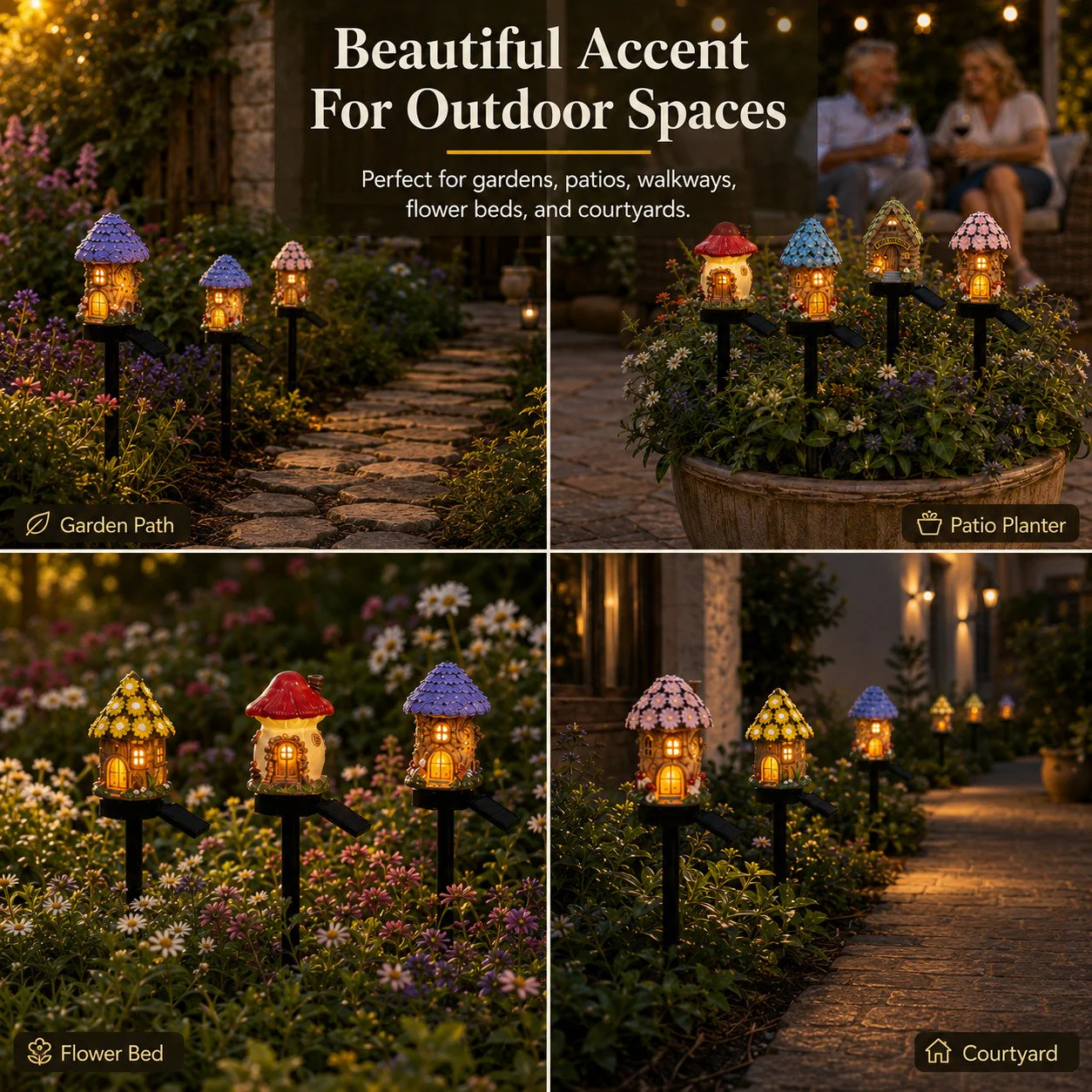 Solar Fairy-Tale Mushroom Cottage Garden Light - Image 7