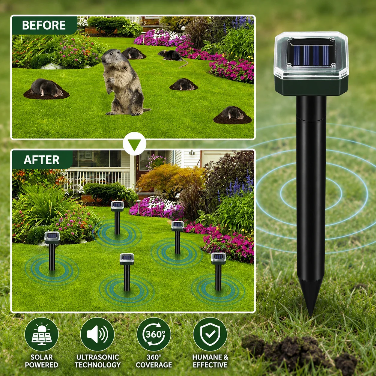 🌸Spring Sale 50% OFF☘️Solar Powered Waterproof Screw Mole Repellent - Image 7