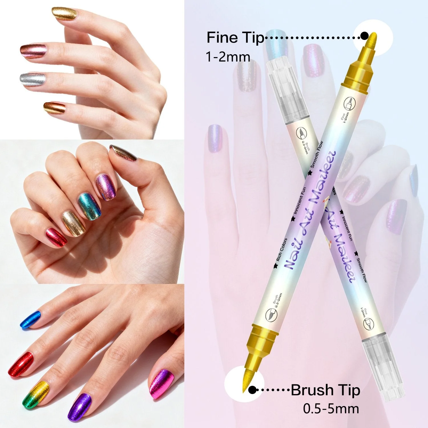 12/24 Colors Nail Art Pens – DIY 3D Markers for Drawing, Dotting & Manicure - Image 3