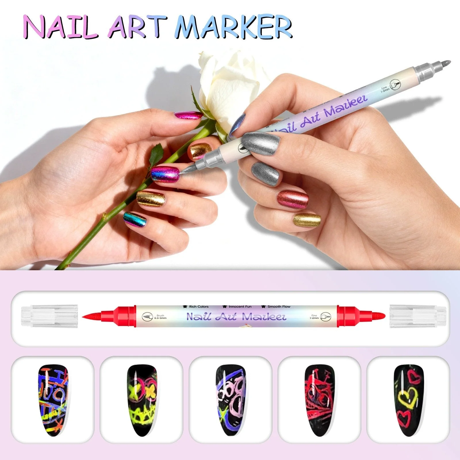 12/24 Colors Nail Art Pens – DIY 3D Markers for Drawing, Dotting & Manicure - Image 5
