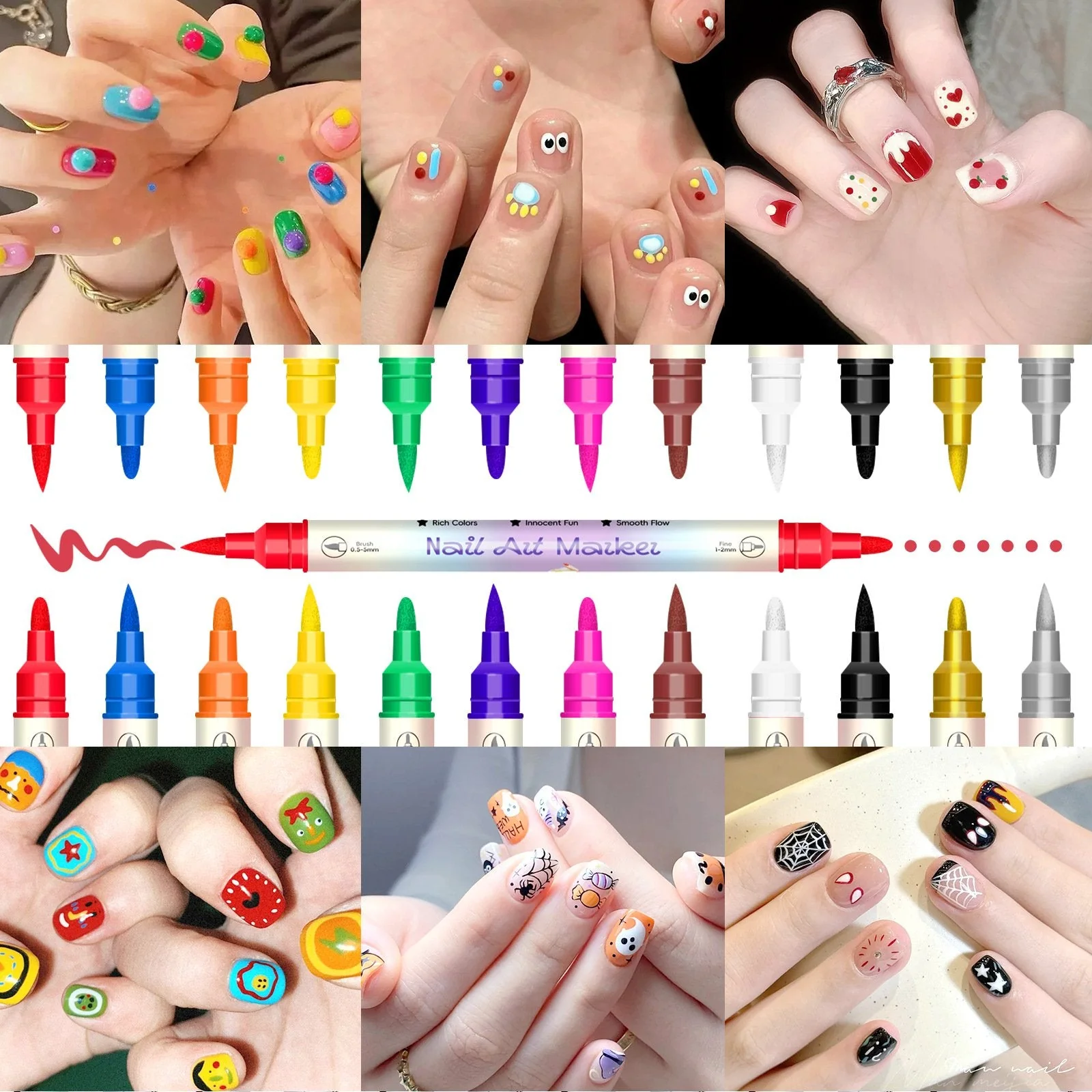 12/24 Colors Nail Art Pens – DIY 3D Markers for Drawing, Dotting & Manicure - Image 7