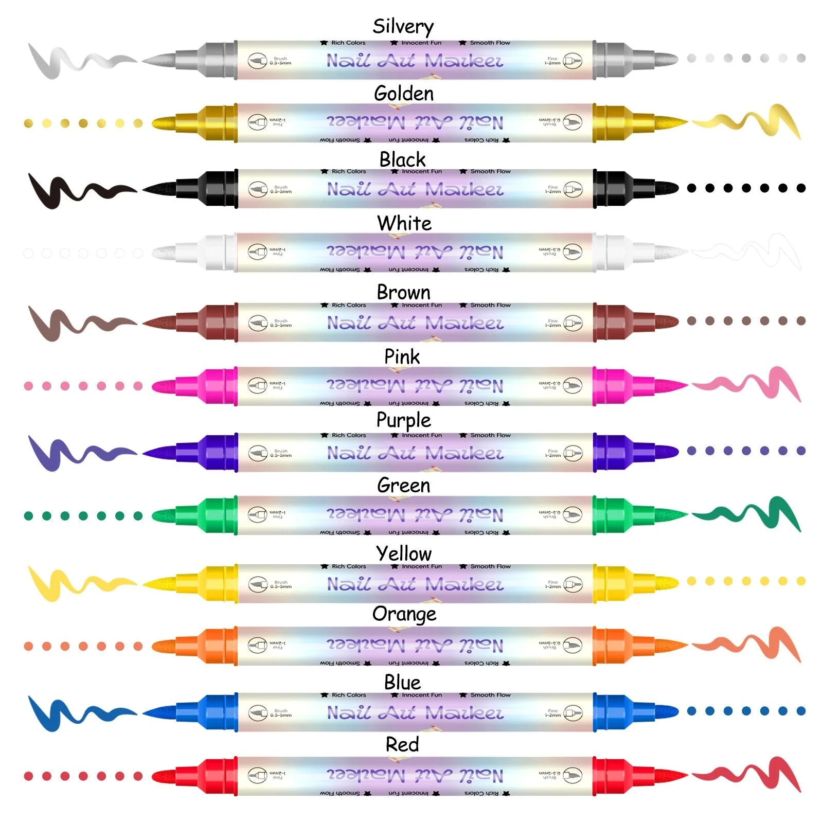 12/24 Colors Nail Art Pens – DIY 3D Markers for Drawing, Dotting & Manicure - Image 8