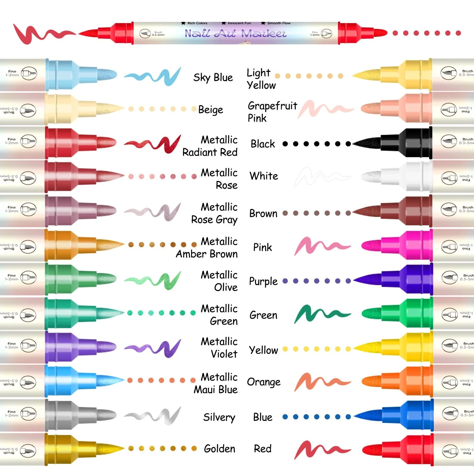 12/24 Colors Nail Art Pens – DIY 3D Markers for Drawing, Dotting & Manicure - Image 9