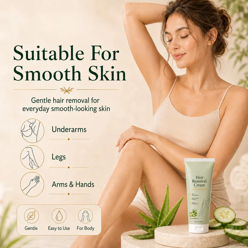 Natural Gentle Hair Removal Cream | For Women & Men, Sensitive Skin - Image 2
