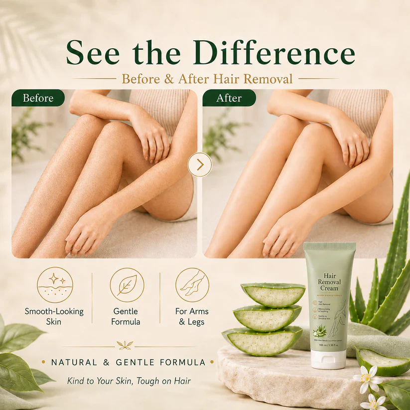 Natural Gentle Hair Removal Cream | For Women & Men, Sensitive Skin - Image 6